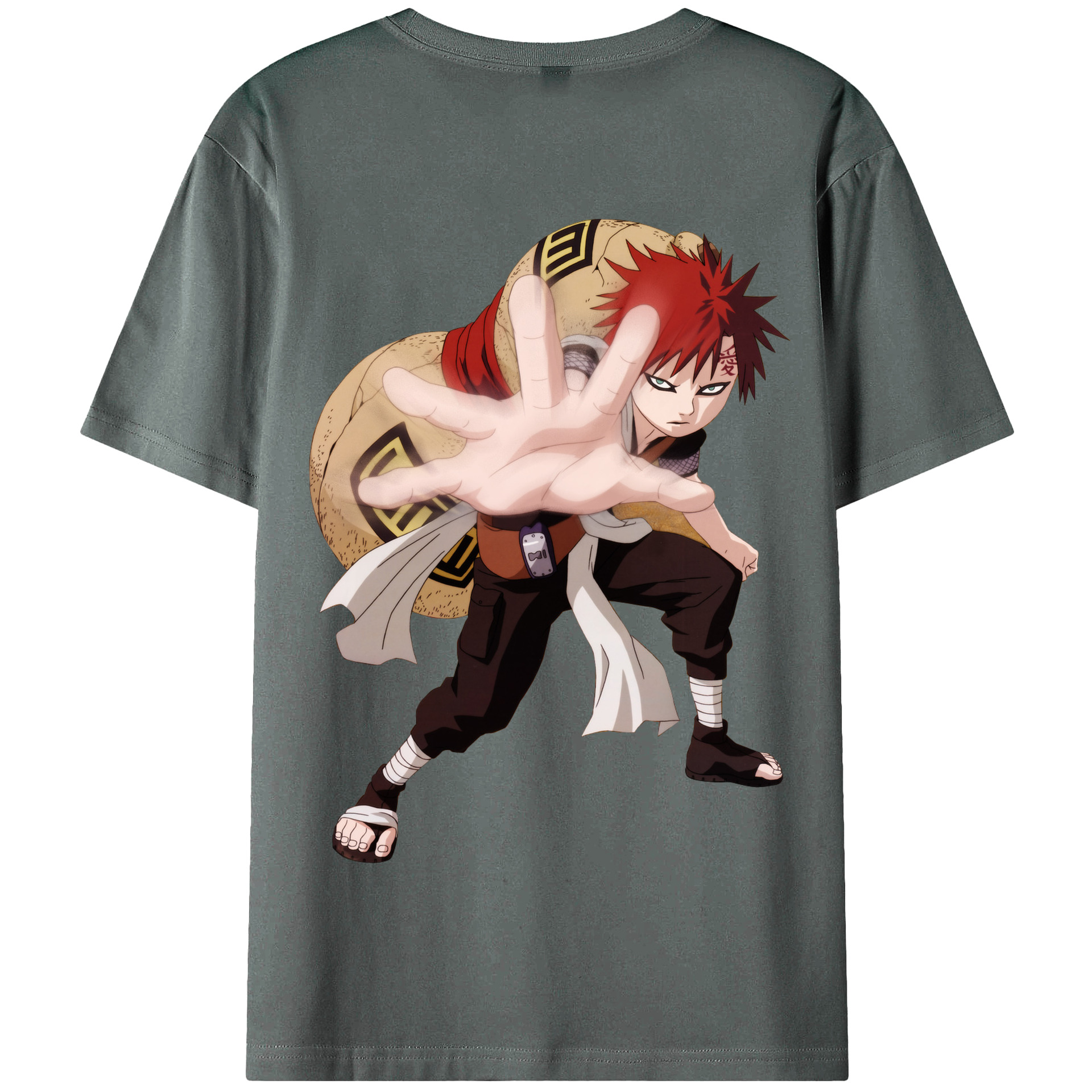 （画像用） NARUTO -ナルト- ガアラ Gaara 綿100％半袖Tシャツ（背面プリント）